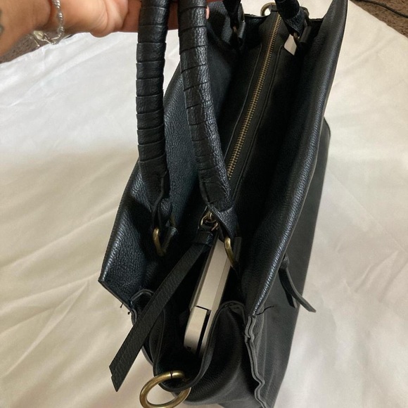 Universal Thread Wide Black Leather Tote Bag - Picture 5 of 8